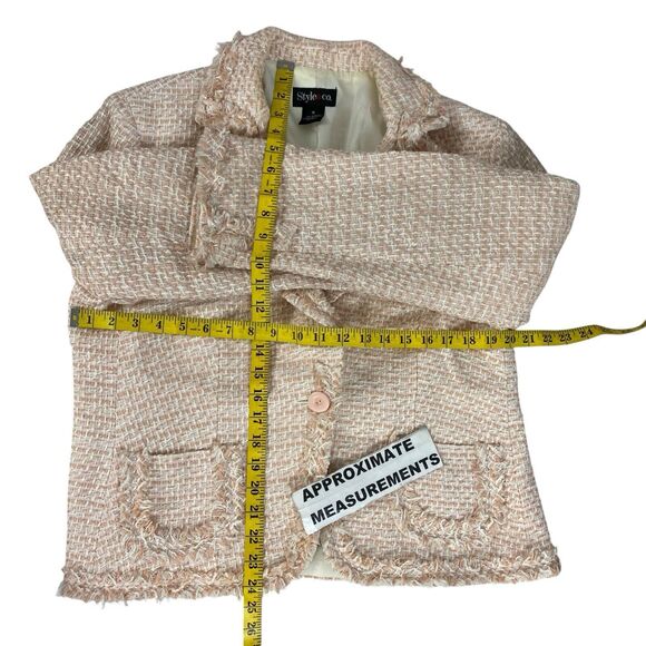 Style & Co Blazer Womens 16 Peach Tweed Jacket Career Professional Work Office - Picture 4 of 15